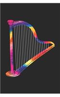 Tie Dye Harp Notebook - Music Instrument Gift for Harp Player - Harp Journal - Harp Diary