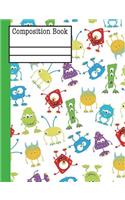 Monster Composition Notebook - Blank: 200 Pages 7.44 x 9.69 Unlined Drawing Sketchbook Art Book Pages Paper School Student Teacher Purple Red Green Blue Subject