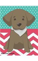 Blank Lined Notebook: Cute Chocolate Labrador Retriever - 100 Page Double Sided Composition Notebook College Ruled - Take Notes at School or Work - Dog Lover Gift - Pink 
