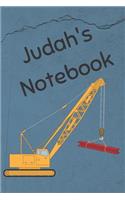 Judah's Notebook: Construction Equipment Crane Cover 6x9 100 Pages Personalized Journal Drawing Notebook