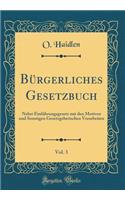 Bürgerliches Gesetzbuch, Vol. 3: Nebst Einführungsgesetz mit den Motiven und Sonstigen Gesetzgeberischen Vorarbeiten (Classic Reprint)
