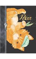 Peace: Large A4 Tom Cat College Ruled Composition Writing Notebook For Young Woman