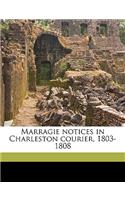 Marragie Notices in Charleston Courier, 1803-1808