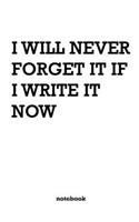 I Will Never Forget It If I Write It Now