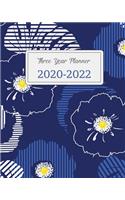 2020-2022 Three Year Planner: Flowers Monstera Blue, 36 Months Calendar Monthly Agenda, 3 Year Appointment Book For The Next Three Years, Weekly Organizer Schedule Journal With I