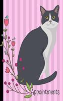 Appointments: Daily Planner Hourly Appointment Book Schedule Organizer Personal Or Professional Use 52 Weeks Gray and White Cat Pink Cover