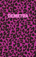 Demetra: Personalized Pink Leopard Print Notebook (Animal Skin Pattern). College Ruled (Lined) Journal for Notes, Diary, Journaling. Wild Cat Theme Design wi