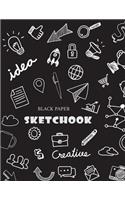 Black Paper Sketchbook: Large Drawing Book for Gel, Chalk, Metallic & Neon Highlighters & Sharpies, 120 Pages(2 Black Paper Sketchbooks & Notebooks)