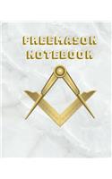 Freemason Notebook: White Marble Gold Symbol