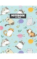Notebook: Cotton ans cats on blue cover and Lined pages, Extra large (8.5 x 11) inches, 110 pages, White paper(3 Cotton ANS Cats on Blue Notebook)