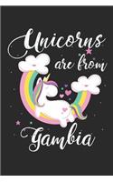 Unicorns Are from Gambia: A Blank Lined Unicorn Journal for Travelers or People from Gambia, Makes a Great Gambia Gift, Gambia Journal, or Gambia Souvenir