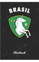 Notebook: Brazil Unicorn Wide Ruled Lined Paper Notepad - Brazilian Black Marble Cover - For Assignments, Take Class Notes, Homework, Study & be Organized for