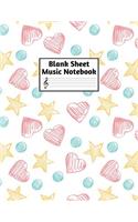 Blank Sheet Music Notebook: Easy Blank Staff Manuscript Book Large 8.5 X 11 Inches Musician Paper Wide 12 Staves Per Page for Piano, Flute, Violin, Guitar, Trumpet, Drums, Cell