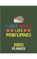 I Just Really Like Porcupines 2020 Planner: Weekly Monthly 2020 Planner For People Who Loves Porcupines 8.5x11 67 Pages