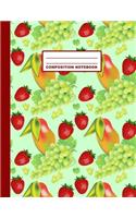 Composition Notebook: Fruits Pattern Cover Design - College Ruled - 120 Blank Lined Pages - 8.5" X 11" - Matte Finished Soft Cover