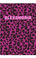 Alexandria: Personalized Pink Leopard Print Notebook (Animal Skin Pattern). College Ruled (Lined) Journal for Notes, Diary, Journaling. Wild Cat Theme Design wi