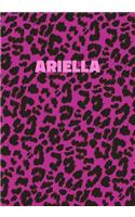 Ariella: Personalized Pink Leopard Print Notebook (Animal Skin Pattern). College Ruled (Lined) Journal for Notes, Diary, Journaling. Wild Cat Theme Design wi