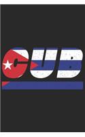 Cub: Cuba notebook with lined 120 pages in white. College ruled memo book with the cuban flag