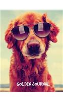Golden Journal: 7.44 x 9.69 inch dog notebook, Golden Retriever, wide ruled composition book, 200 pages