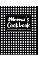 Mema's Cookbook Blank Recipe Book Black Gingham Edition