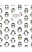 Notebook Penguin: Penguin Notebook, Blue and White Notebook, Composition Book, Journal, 8.5 X 11 Inch 110 Page, Wide Ruled