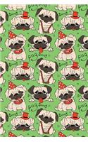 Journal Notebook Funny Pugs Pattern 6: 110 Page Plain Blank Journal For Drawing, Writing, Doodling In Portable 6 x 9 Size.(26 Noteworthy Series Unlined)