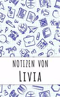 Notizen von Livia: Kariertes Notizbuch mit 5x5 Karomuster für deinen personalisierten Vornamen