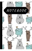 Notebook: Cute Frog, Bear and Dear , Lined 120 Pages Writing Notes, Children's Journal Boys and Girls