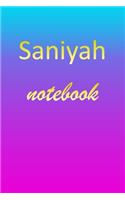 Saniyah: Blank Notebook - Wide Ruled Lined Paper Notepad - Writing Pad Practice Journal - Custom Personalized First Name Initial S Blue Purple Gold - Taking 