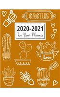 2020-2021 Two Year Planner: Unique Cactus Design: Schedules & Appointments Organizer With Year At A Glance & Notes Pages