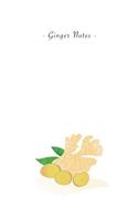 Ginger Notes: 6x9 Unruled Blank Notebook - Watercolor Texture Healthy Vegetable Food Spice Illustration Cover. Matte Softcover and White Interior Papers.