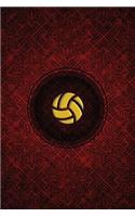 Monogram Volleyball Notebook: Blank Journal Diary Log(68 Monogram Crimson 150 Lined)