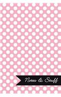 Notes & Stuff - Lined Notebook with Pale Pink Polka Dot Pattern Cover