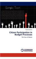 Citizen Participation in Budget Processes