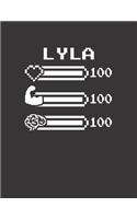 Lyla: Pixel Retro Game 8 Bit Design Blank Composition Notebook College Ruled, Name Personalized for Girls & Women. Gaming Desk Stuff for Gamer Girls. Funn