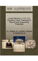Licata (Nicolo) V. U.S. U.S. Supreme Court Transcript of Record with Supporting Pleadings