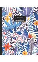 Dot Grid Notebook: Dotted Grid Notebook/Journal - Modern Jungle Art Pattern Blue - 100 Pages - 7.5" x 9.25" - Children Kids Girls Teens Women - Perfect For School
