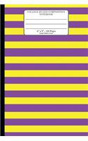 College Ruled Composition Notebook. 6" x 9". 120 Pages. Stripes Pattern Cover.: Purple Yellow Horizontal Stripes Pattern Cover. College ruled paper, medium ruled paper. For middle school to college. Composition journal for teens
