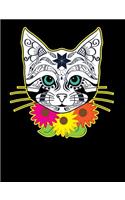 Sugar Skull Kitty Composition Notebook: College Ruled - 150 Pages