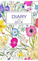 Diary 2019: Colourful Wild Flowers Diary/Journal With 150 Blank Pages To Write Or Draw In