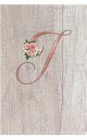 I: Letter I Journal, Rose Gold on Wood, Personalized Notebook Monogram Initial, 6 X 9