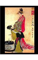 Japanese Woodblock Sketchbook: Attractive large 8.5x11 format Japanese ukiyo e style woodblock print sketchbook, journal book. Japanese traditional women. Kitagawa Utamaro Edo per(3 Japanese Woodblock Sketchbooks)
