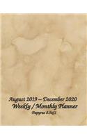 August 2019 - December 2020 Weekly / Monthly Planner Papyrus 8.5x11