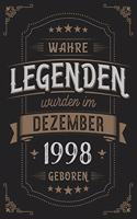 Wahre Legenden wurden im Dezember 1998 geboren: Vintage Geburtstag Notizbuch - individuelles Geschenk für Notizen, Zeichnungen und Erinnerungen - liniert mit 100 Seiten