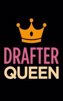 Drafter Queen: Blank Lined Novelty Office Humor Themed Notebook to Write In: With a Versatile and Practical Wide Rule Interior: Pink and Orange Cover