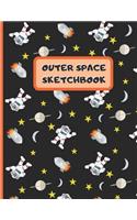 Outer Space Sketchbook: 8.5" X 11" Cute Sketchbook. Large Journal/Notebook. 100 pages Perfect for doodling and sketching for girls. Make a cool birthday gift!