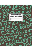 Blank Sheet Music Notebook: Easy Blank Staff Manuscript Book Large 8.5 X 11 Inches Musician Paper Wide 12 Staves Per Page for Piano, Flute, Violin, Guitar, Trumpet, Drums, Cell