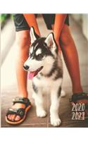 Daily Planner 2020-2021 Husky Dog 15 Months Gratitude Hourly Appointment Calendar