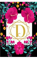 D: Weekly 2020 Planner Floral Monogram Initial - Notebook Journal With Dotted Pages For Woman