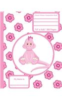 Classic Primary Composition Book: Primary Composition Notebook Dinosaur Early Creative Writing Tablet Pink Flowers